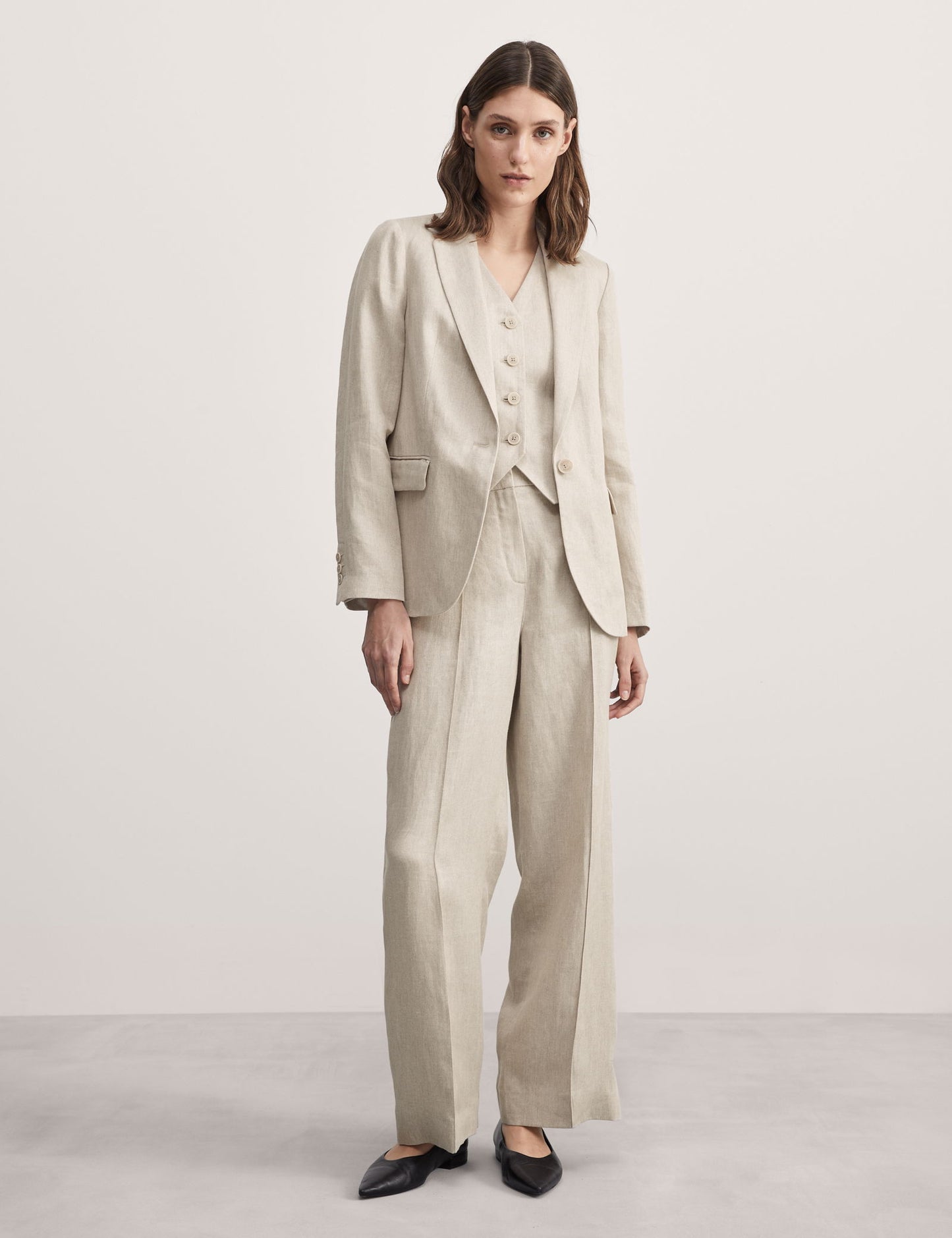 Jaeger Saf Keten Wide Leg Pantolon