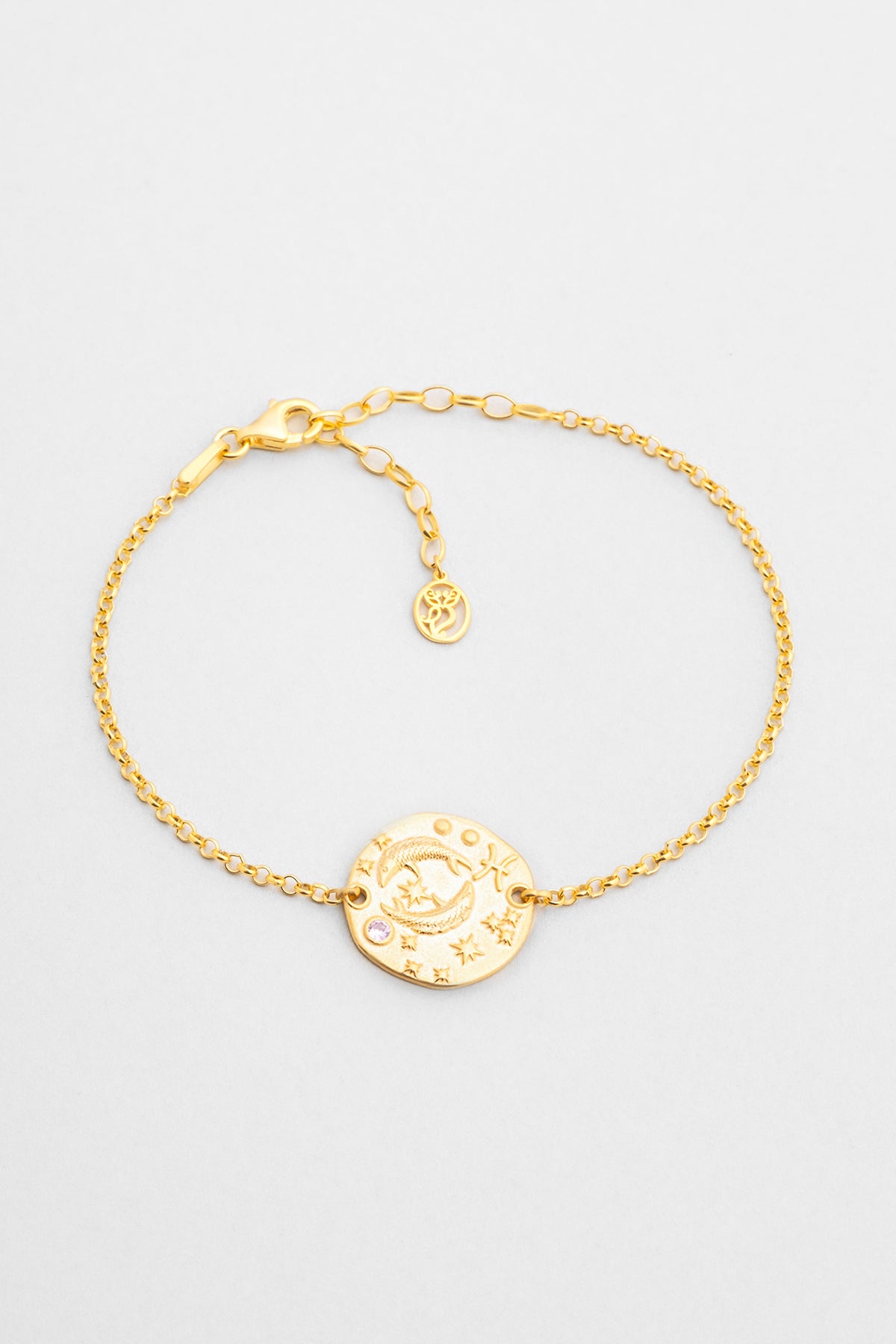 Balık Burcu 18 Ayar Sarı Altın Kaplama 20 Cm Gümüş Bileklik 07310310344