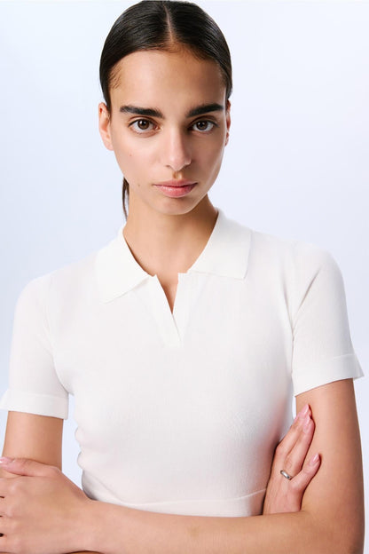 Basic Kısa Kollu Crop Ekru Bluz