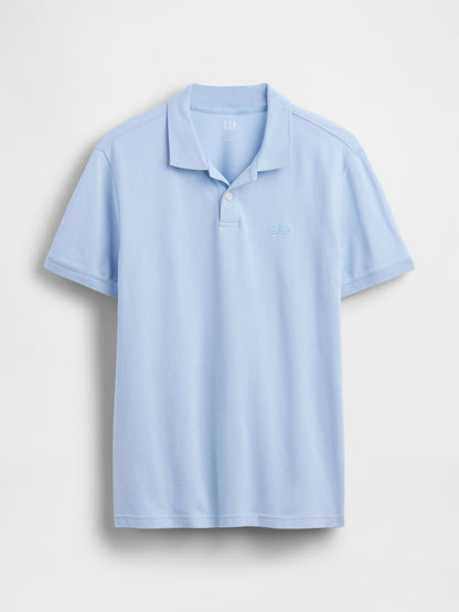 Açık Mavi Gap Logo Piqué Polo Yaka T-shirt