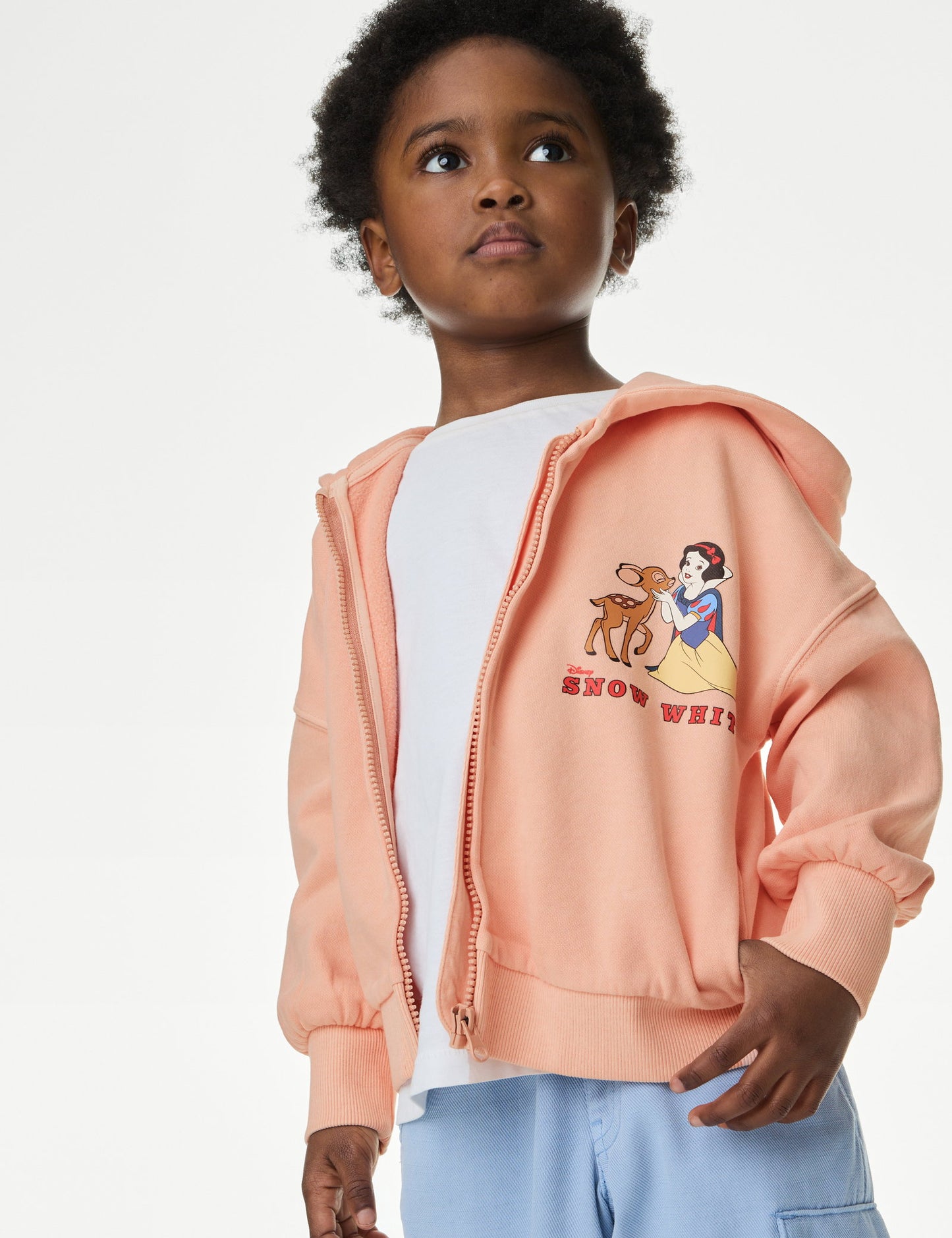 Pamuk Karışımlı Disney Pamuk Prenses Fermuarlı Kapüşonlu Sweatshirt (1-8 Yaş)