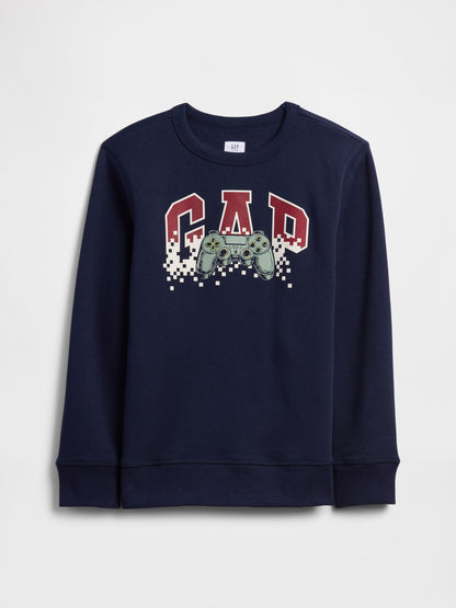 Lacivert Crewneck Grafik Baskılı Sweatshirt