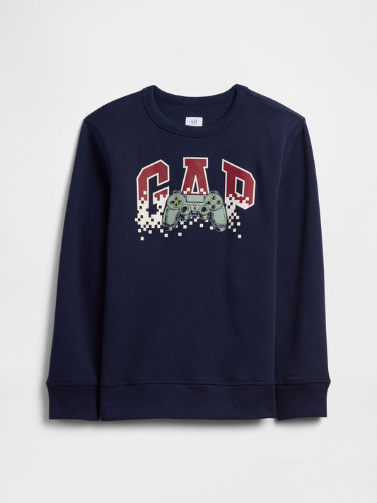 Lacivert Crewneck Grafik Baskılı Sweatshirt