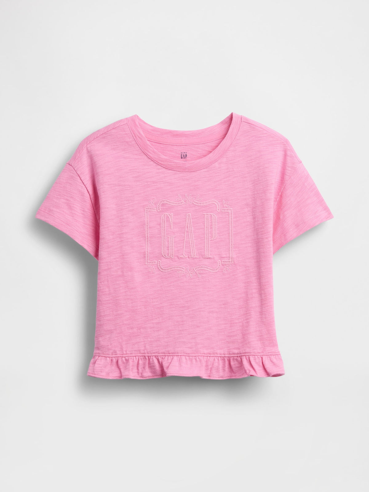 Pembe Fırfır Etekli Logo T-shirt