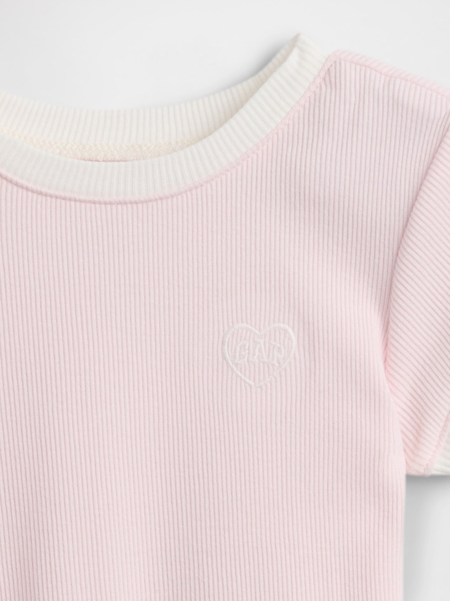 Açık Pembe Logo Ribbed Ringer T-shirt