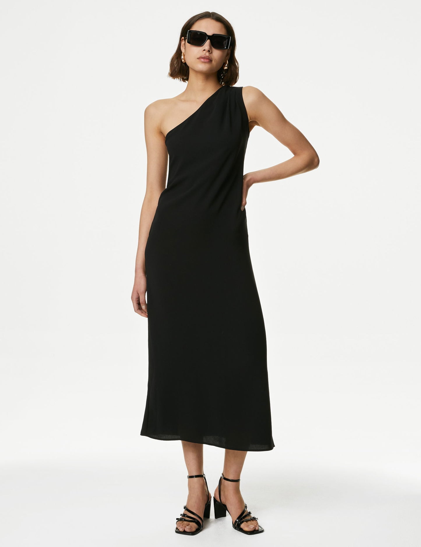 Regular Fit Tek Omuz Midi Elbise