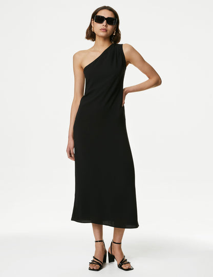 Regular Fit Tek Omuz Midi Elbise