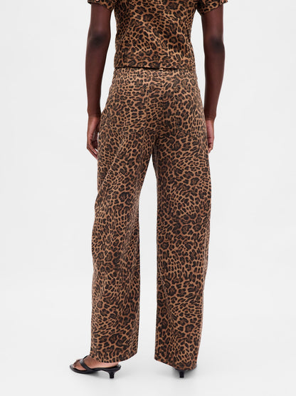 Kahverengi High Rise Barrel Jean Pantolon