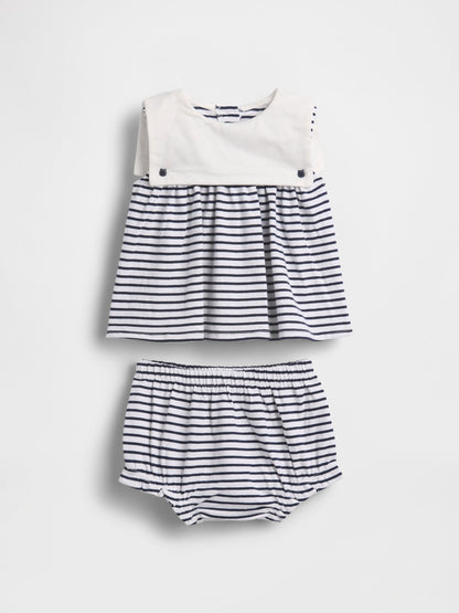 Lacivert Baby Organik Pamuk Denizci Outfit Set