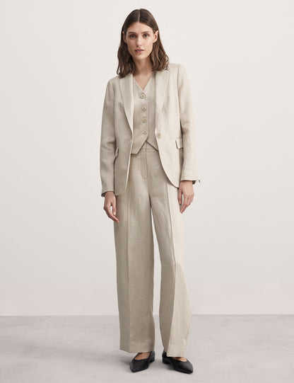Relaxed Fit Keten Blazer Ceket