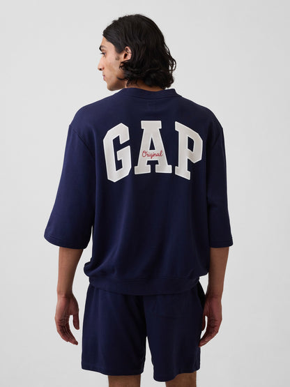 Beyaz Oversized Gap Logo Fransız Havlu Kumaş T-shirt