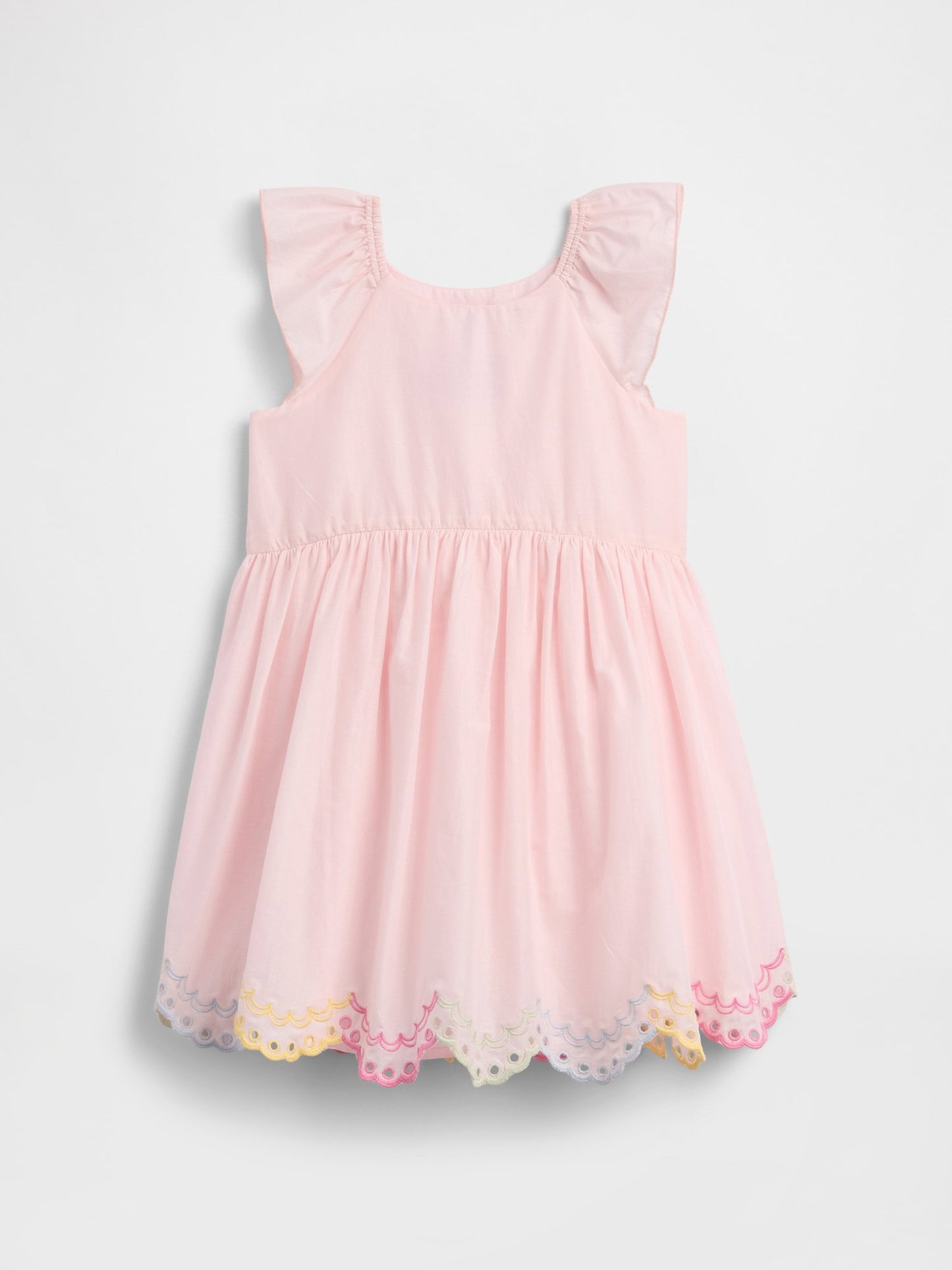 Açık Pembe Flutter Sleeve Elbise