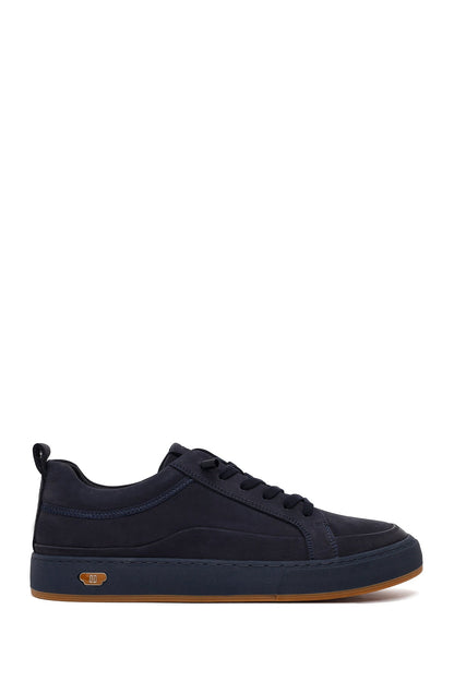 Erkek Lacivert Bağcıklı Nubuk Deri Sneaker