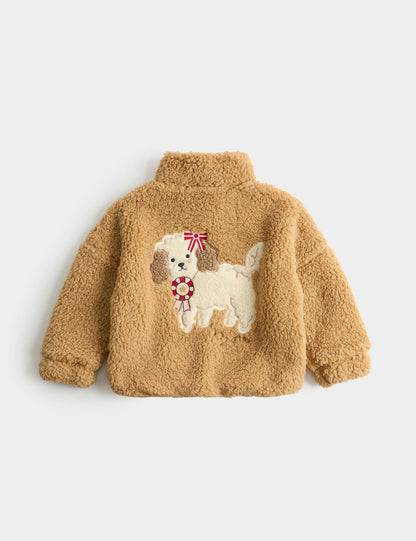 Köpek Desenli Peluş Ceket