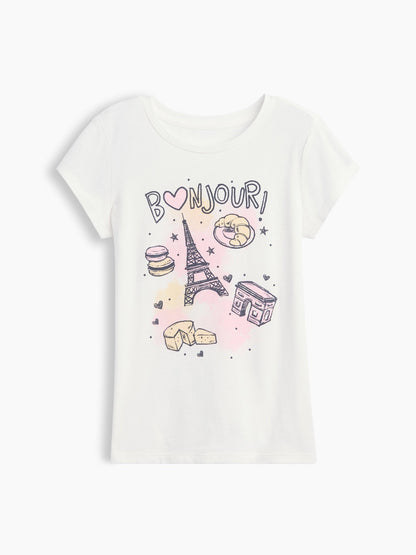 Açık Pembe Grafik Baskılı T-shirt