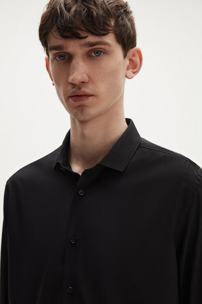 Tween Slim Fit Siyah Düz Travel Gömlek