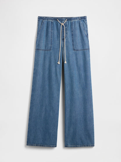 Mavi Mid Rise Pull-on Superlight Wide-leg Jean Pantolon
