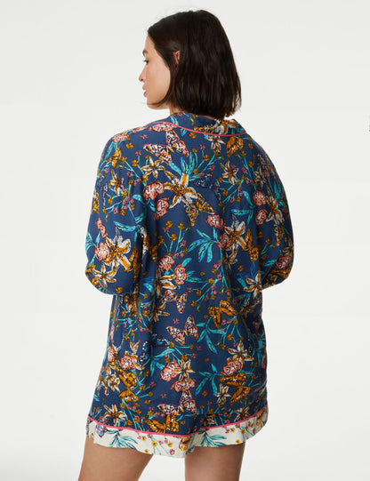 Kelebek Desenli Uzun Kollu Pijama Üstü