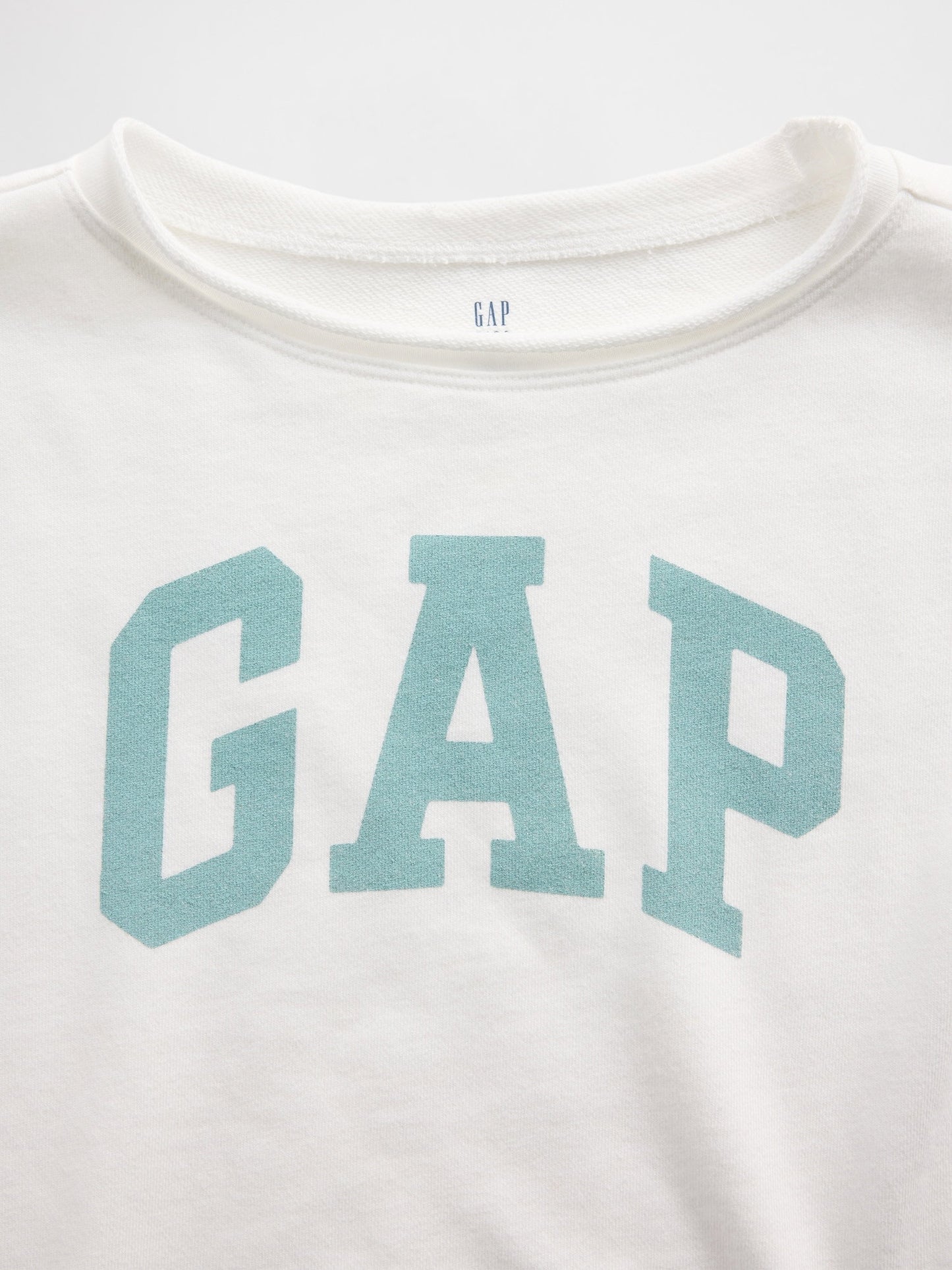 Beyaz Fransız Havlu Kumaş Wide-neck Logo Sweatshirt