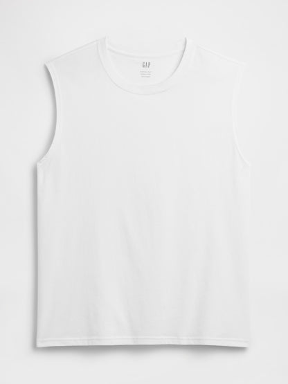 Beyaz Everyday Soft Relaxed Muscle Kolsuz T-shirt
