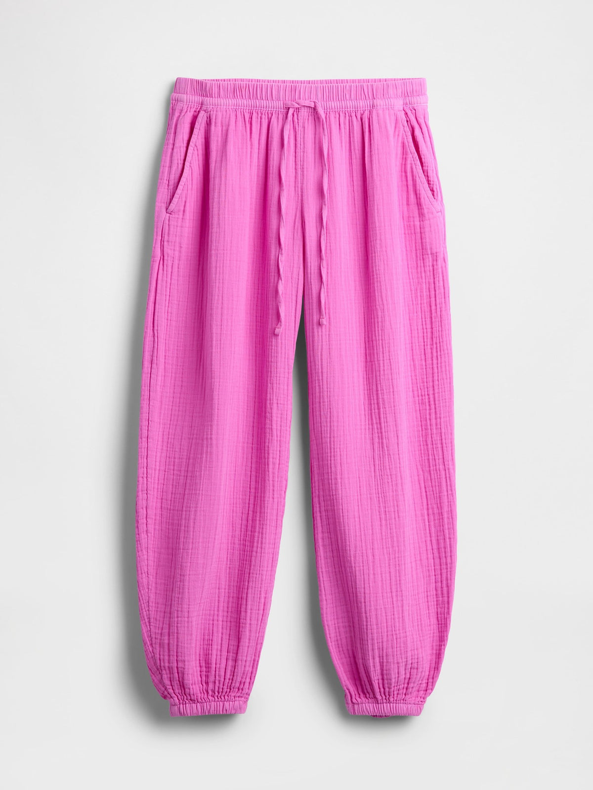 Pembe Pamuk Gauze Barrel Jogger Pantolon