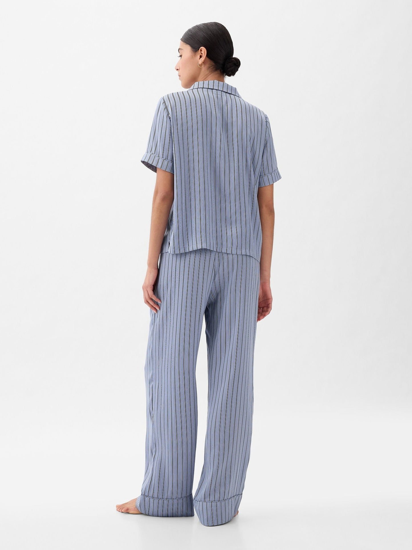 Açık Mavi Saten Pijama Üstü