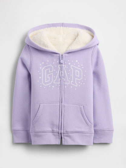 Lila Gap Logo Sherpa Astarlı Sweatshirt