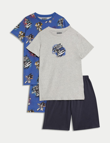 2'li Saf Pamuklu Sonic The Hedgehog:trade_mark: Pijama Seti (3-14 Yaş)