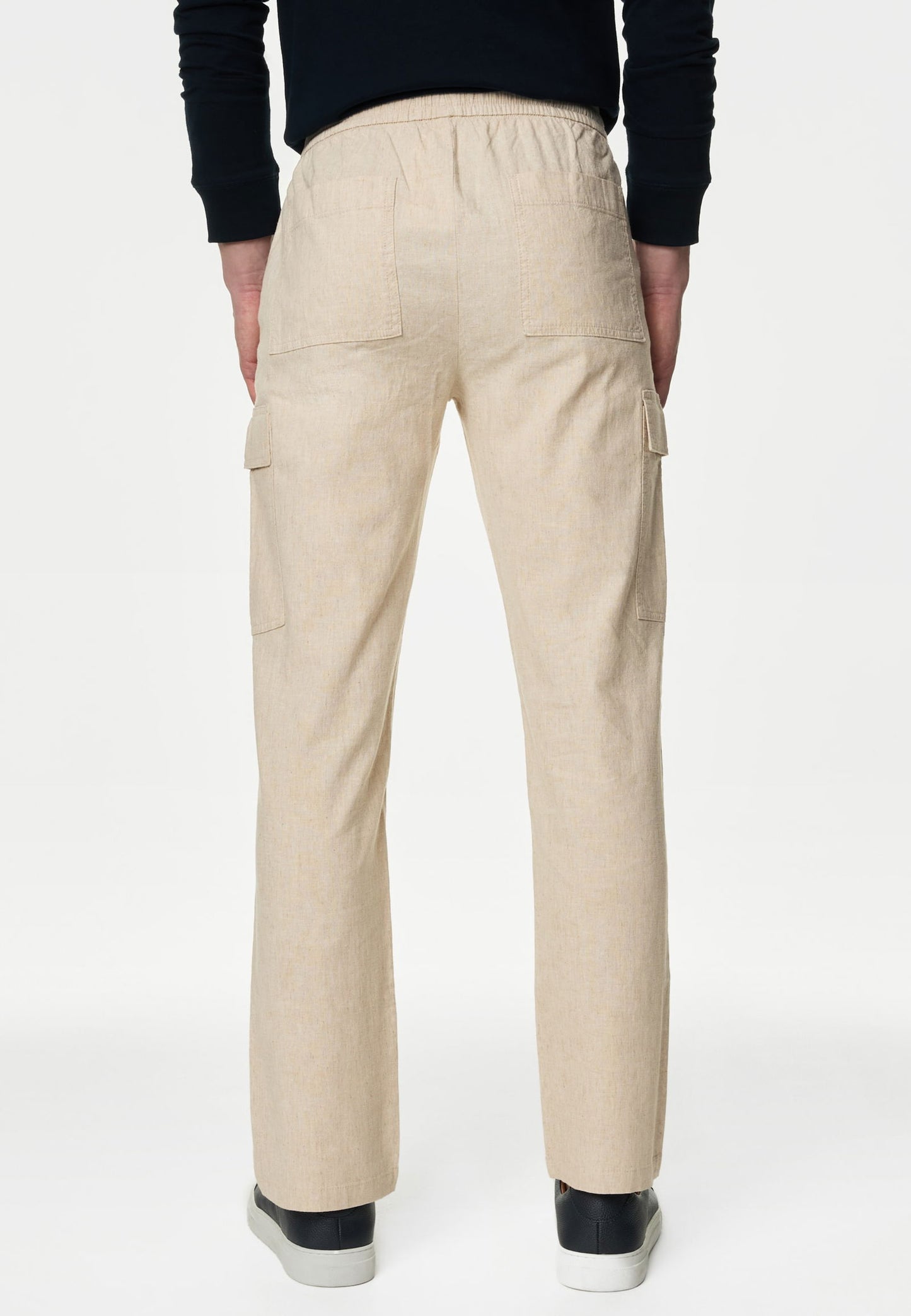 Straight Fit Keten Kargo Pantolon