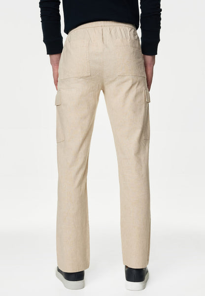 Straight Fit Keten Kargo Pantolon