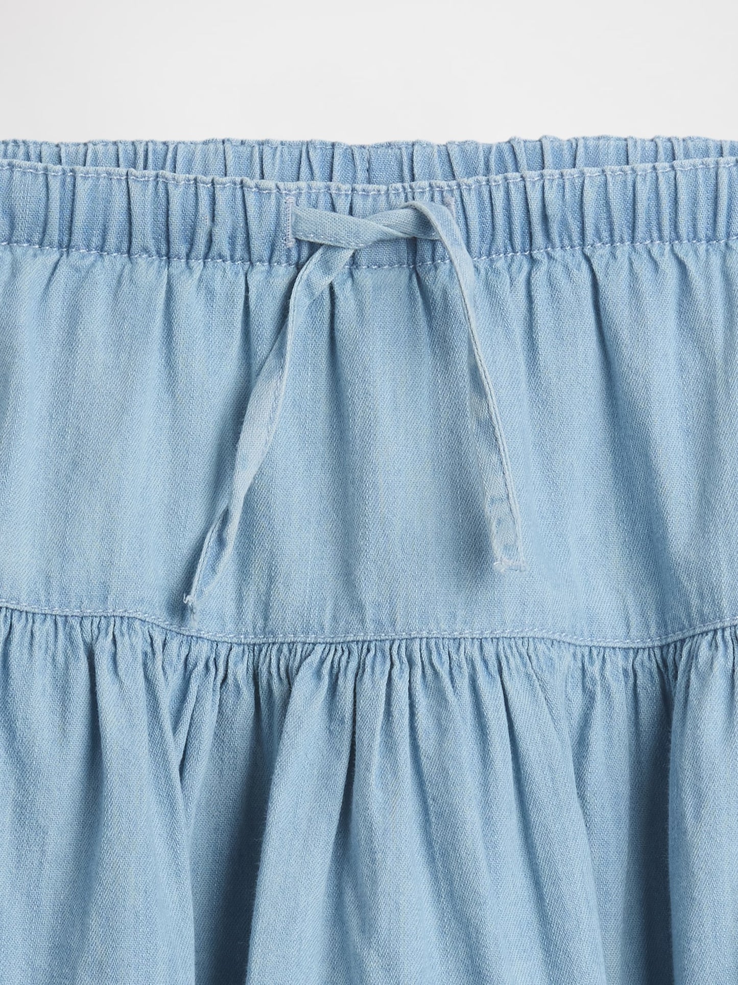 Açık Mavi Denim Tiered Şort Etek