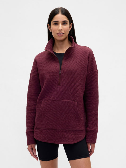 Bordo Gapfit Quilted Jacquard Pullover Spor Üst