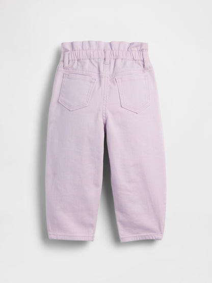 Lila Eyelet Double-knee Horseshoe Jean Pantolon