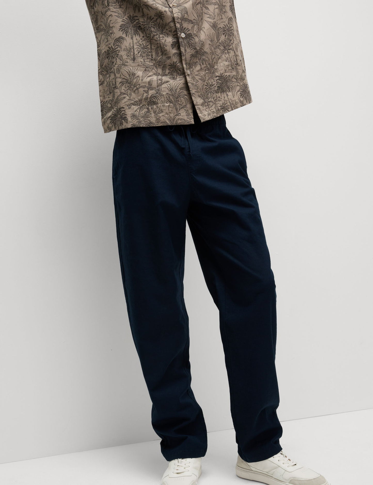 Loose Fit Pamuk Keten Karışımlı Pantolon