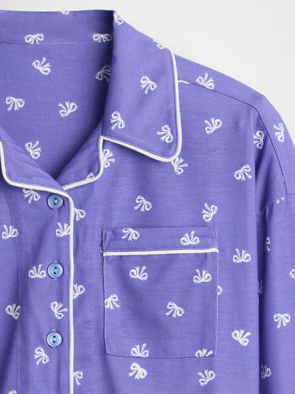 Mor Geri Dönüştürülmüş Pijama Takımı