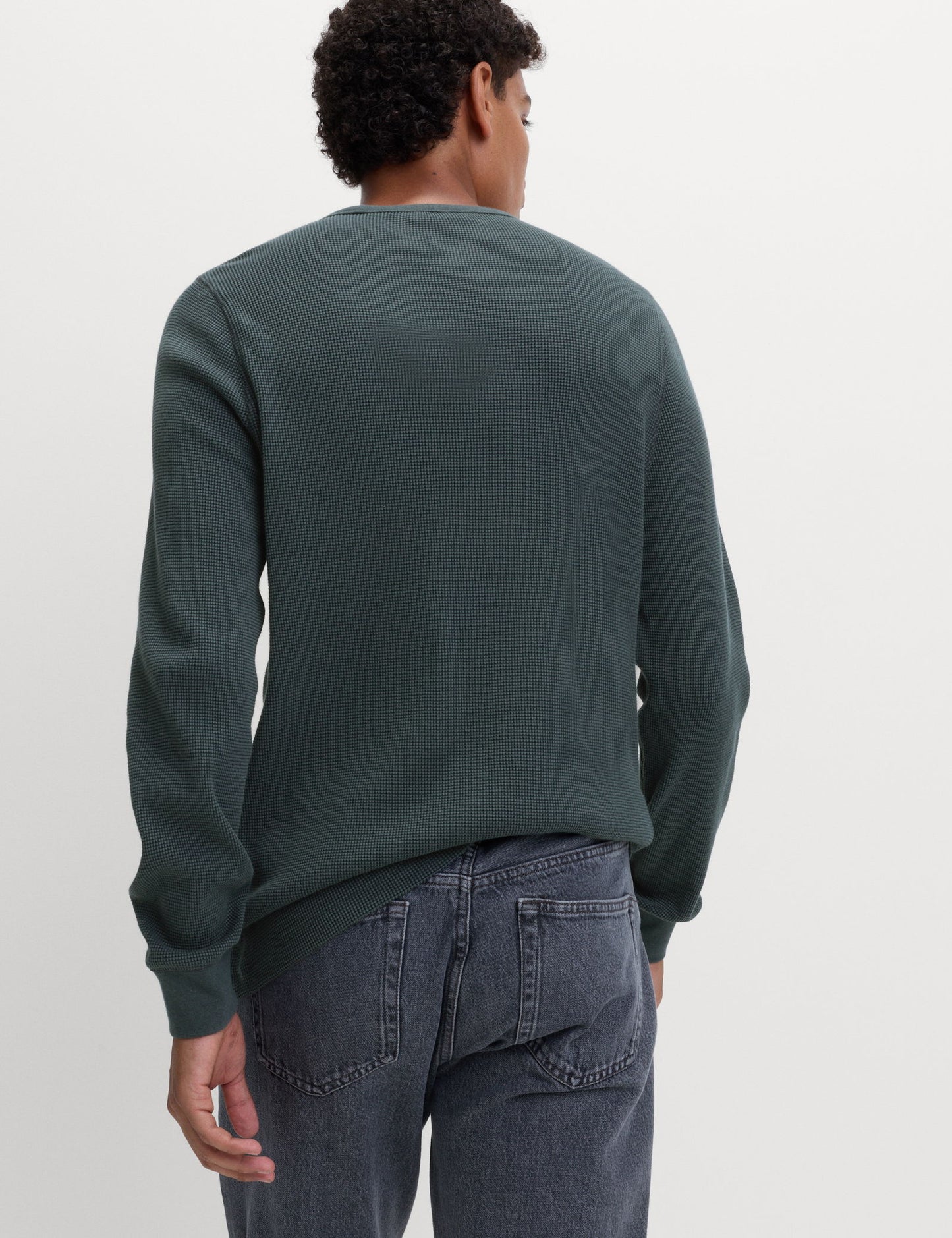 Pamuklu Waffle Dokulu Sweatshirt
