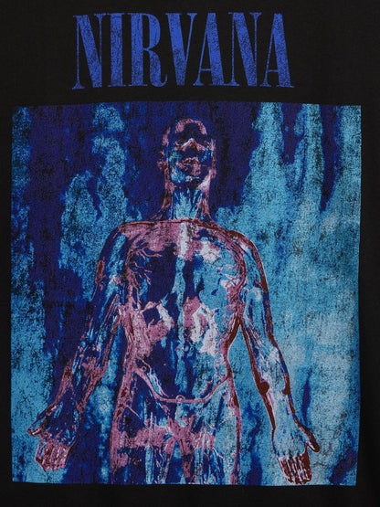 Siyah Nirvana Heavyweight Crop Grafik Baskılı T-shirt