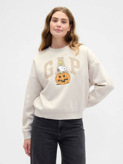 Krem Snoopy Grafikli Gap Logo Sweatshirt