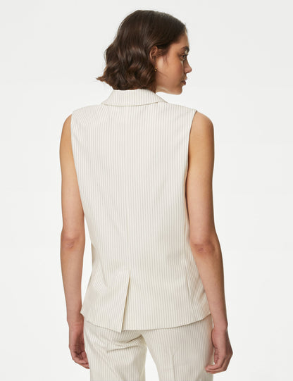Tailored Fit Çizgili Uzun Klasik Yelek