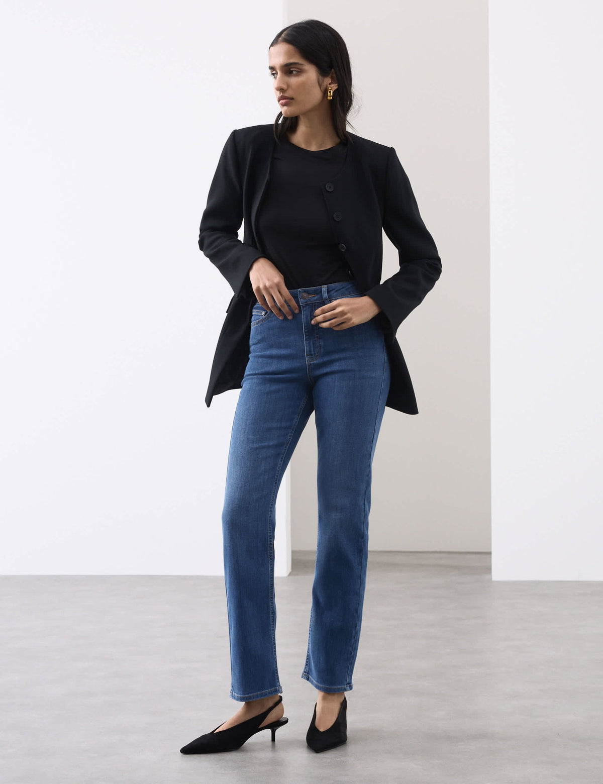 Yüksek Belli Straight Leg Jean