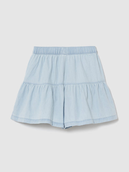 Açık Mavi Pull-on Tiered Şort