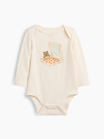 Krem First Favorites Organik Pamuk Grafik Baskılı Bodysuit