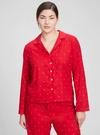 Kırmızı Flannel Düğmeli Pijama Üstü