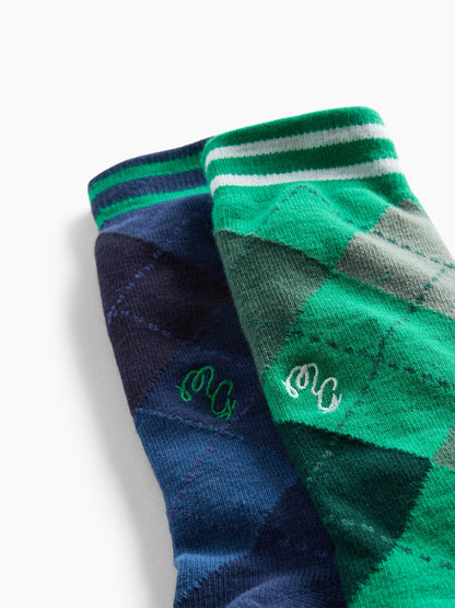 Yeşil Gap × Malbon Argyle Crew Çorap (2'li)