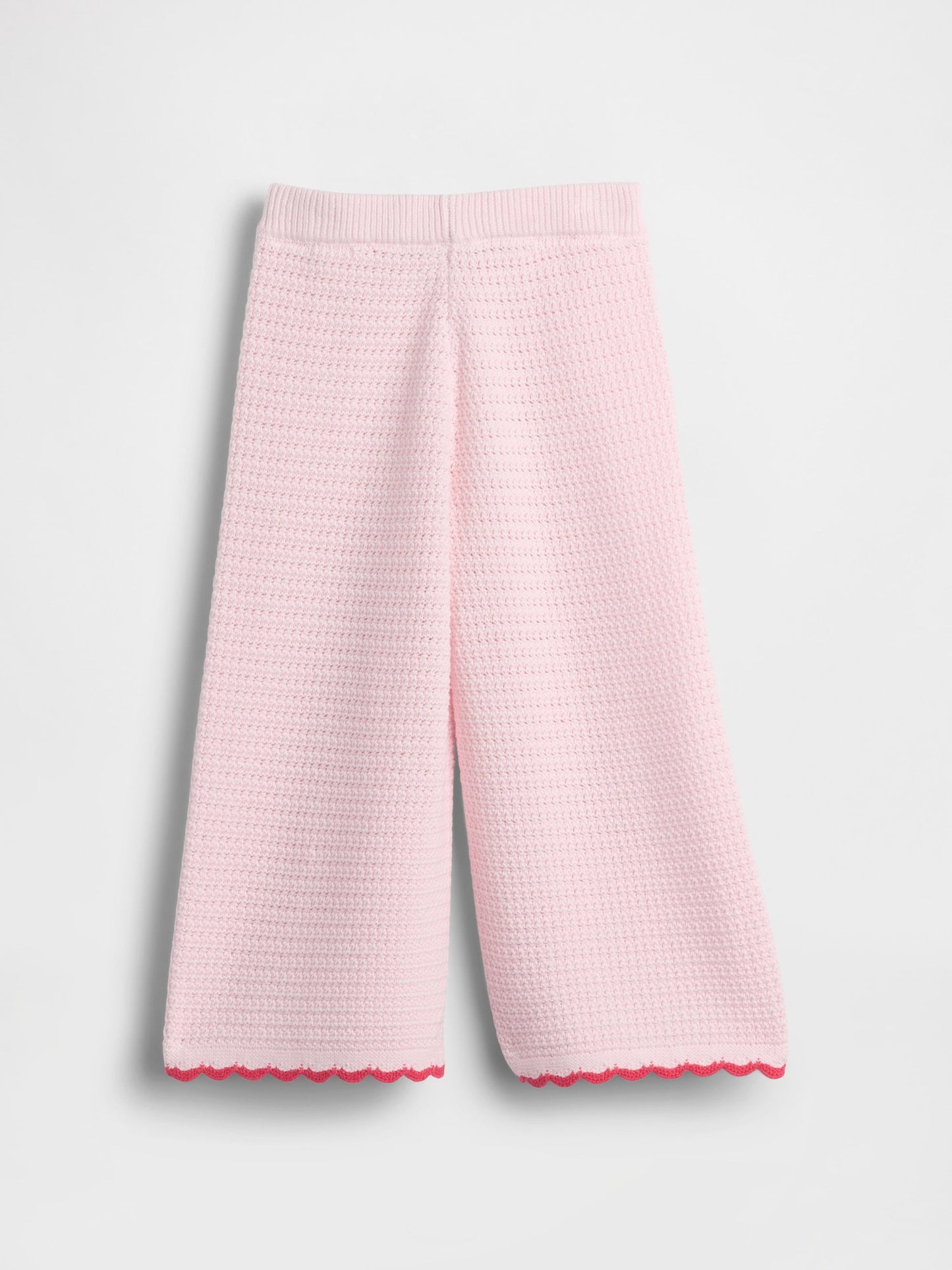 Açık Pembe Crochet Triko Wide-leg Eşofman Altı