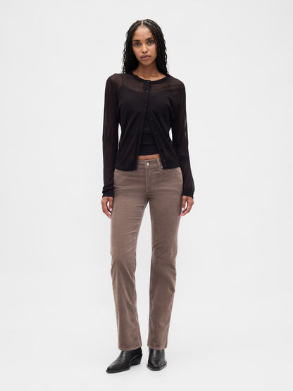 Açık Kahverengi Low Rise Kadife '90s Slim Pantolon