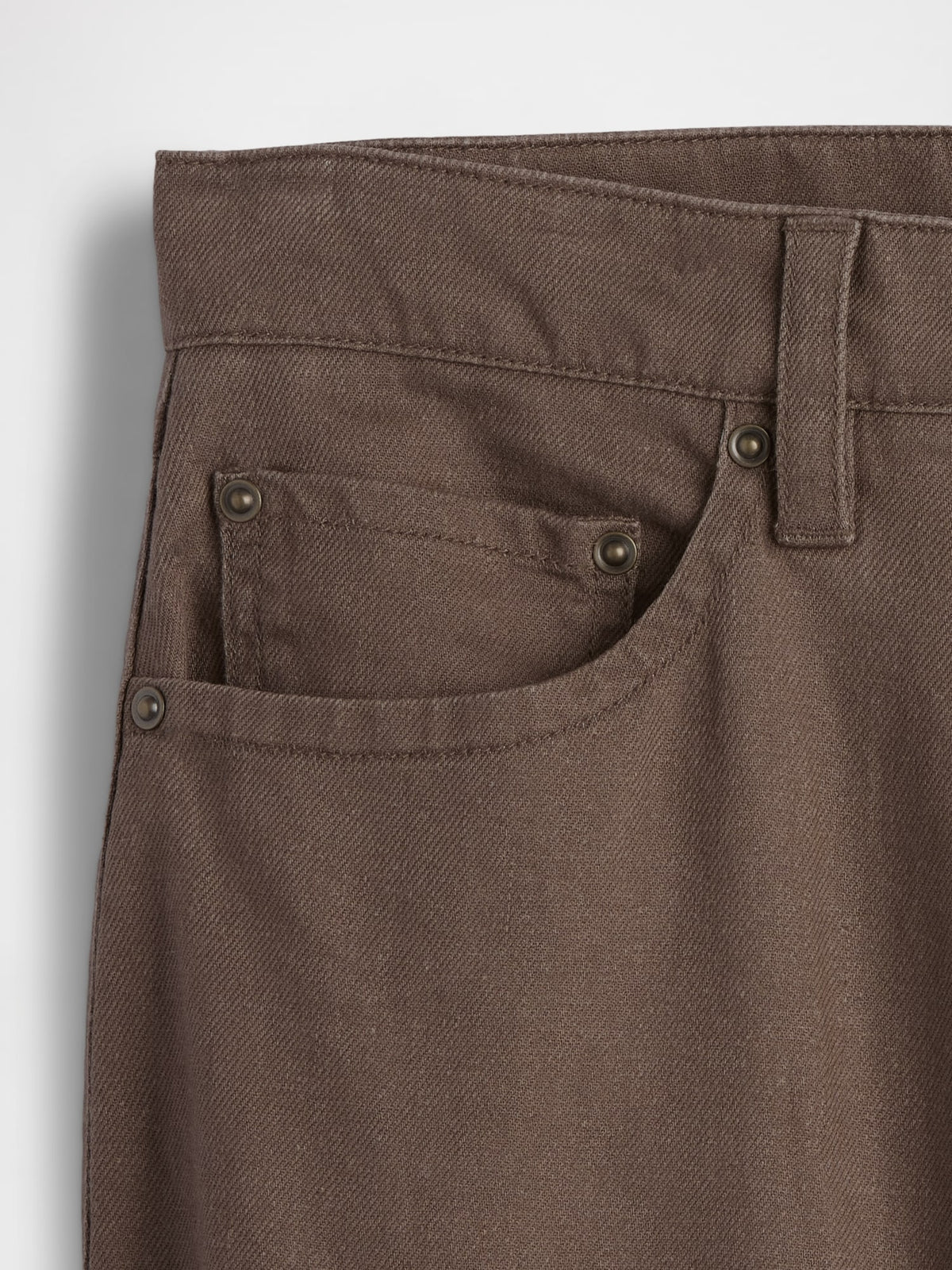 Kahverengi Keten Karışımlı Relaxed Straight Pantolon