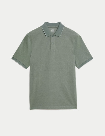 Saf Pamuklu Kısa Kollu Polo Yaka T-shirt