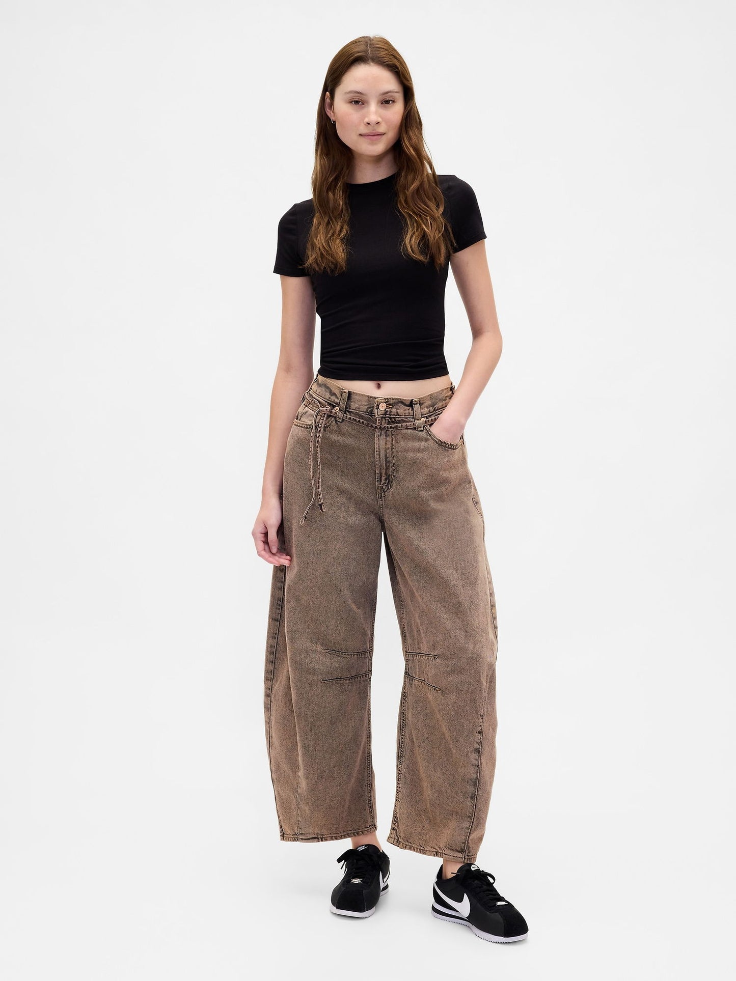 Kahverengi High Rise Ultrasoft Horseshoe Jean Pantolon