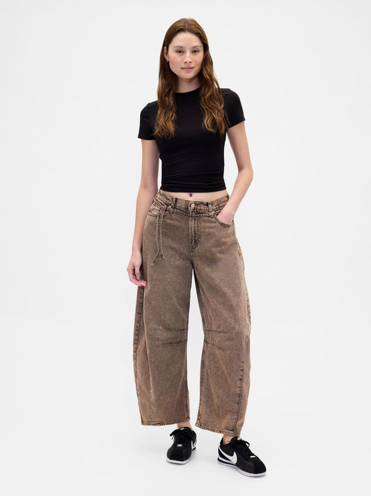 Kahverengi High Rise Ultrasoft Horseshoe Jean Pantolon